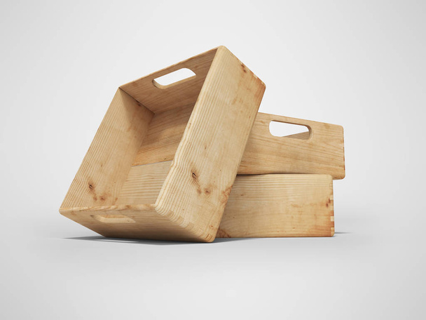 3d rendering van een groep houten kratten voor het vervoer van goederen - Foto, afbeelding