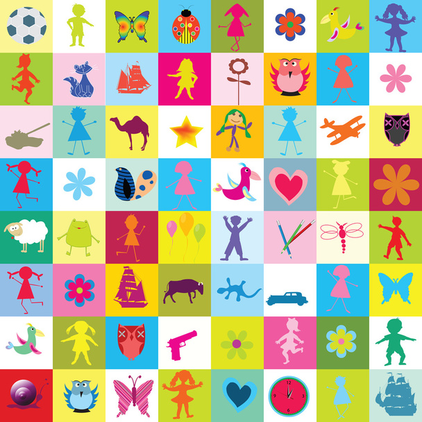 Muster mit Spielzeug und Kindern für den Kindergarten - Foto, Bild