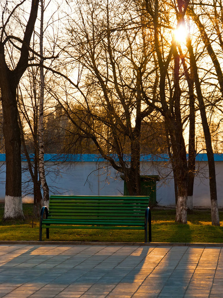 Bench in the russian monastery in the evening - 写真・画像