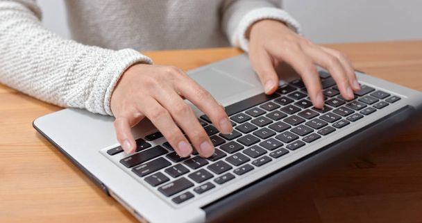 Woman work on laptop computer - Фото, изображение