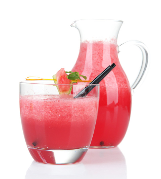 Glass of fresh watermelon juice, isolated on white - Foto, Bild