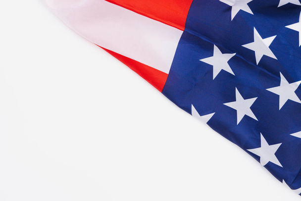 My, americká vlajka na bílém pozadí. Na Památný den USA, mem - Fotografie, Obrázek