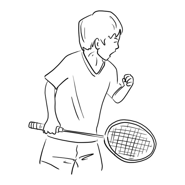 niño jugando bádminton vector ilustración bosquejo garabato mano dibujado aislado sobre fondo blanco
 - Vector, imagen