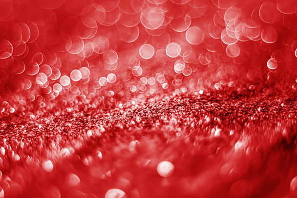Glitzern Licht abstrakte rote Bokeh Weihnachten verschwommenen Hintergrund  - Foto, Bild