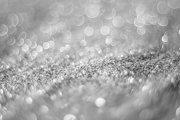 Glitter light abstract silver bokeh blurred background  - Photo, Image