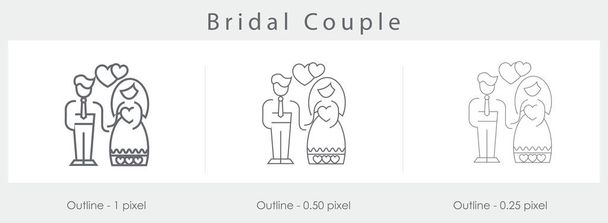  Couple in love with heart line icon - Vector, Image