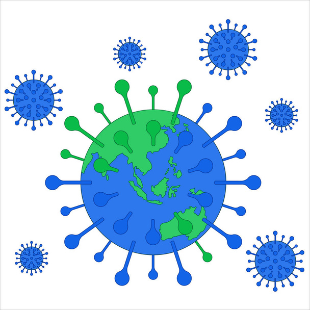 Surto de uma nova estirpe de gripe que ameaça o desenvolvimento de uma pandemia. Ilustração vetorial
 - Vetor, Imagem