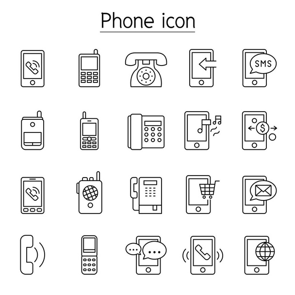 Phone, telephone, smartphone icons set in thin line style - Foto, imagen