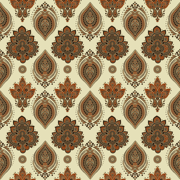 Floral Paisley nahtloses Muster. Vektorillustration im asiatischen Textilstil - Vektor, Bild