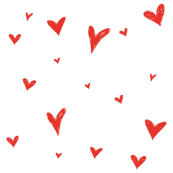 Hand drawn red hearts. - Vector, Image