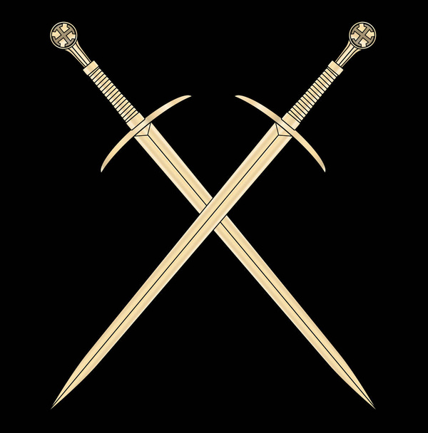 Houten Tempelier zwaard geïsoleerd op witte achtergrond - Vector, afbeelding