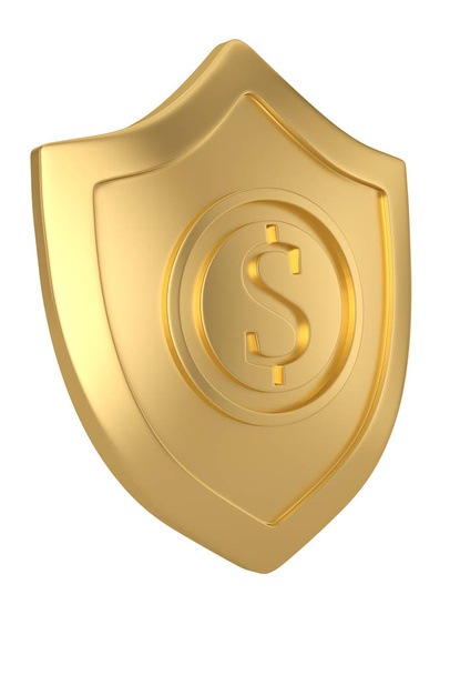 Dollar sign on shield. 3D illustration. - Фото, зображення