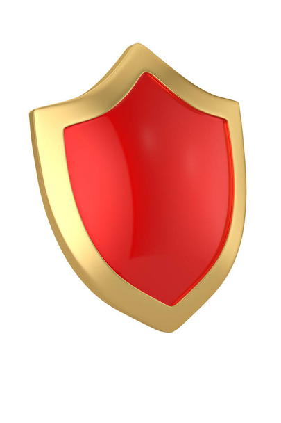 Red Shield isolated on white background. 3D illustration. - Photo, Image