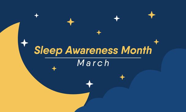 Mart ayının ulusal uyku farkındalığı teması üzerine vektör illüstrasyonu. - Vektör, Görsel