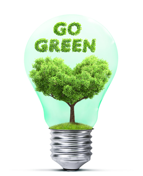 πράσινη ενέργεια και φιλικό προς το περιβάλλον έννοια 3d εικονογράφηση  - Φωτογραφία, εικόνα