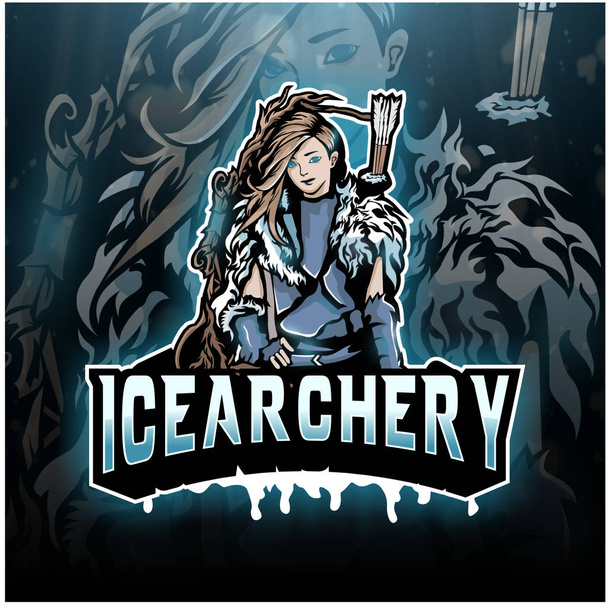 Ice archery esport mascot logo design - Vector, Image