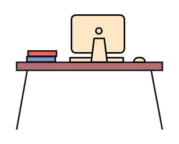Workplace with Laptop for Work at Home and Office - Vector, Imagen