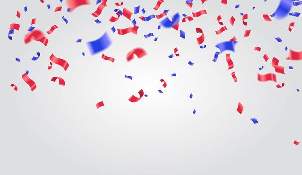 Celebration background template with confetti and ribbons red an - Vektor, kép