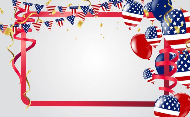 USA Independence day poster with Balloons Flag USA . illustratio - Wektor, obraz