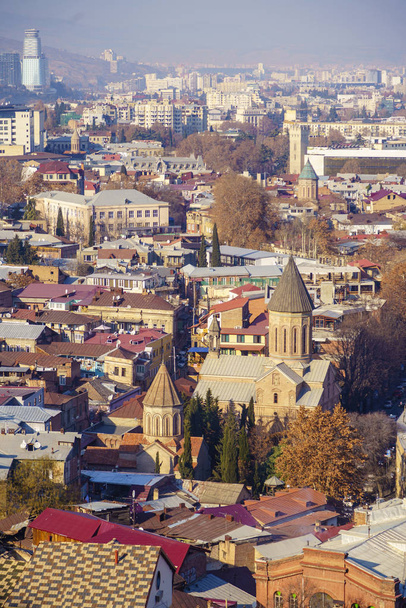 Sioni Cathedral is the main temple of Tbilisi and one of the two main churches of the Georgian Church. Panorama from the mountain - Photo, Image