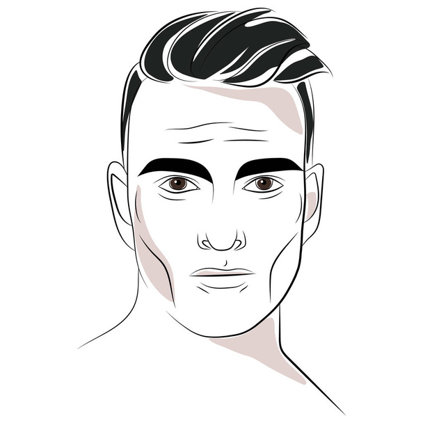 Hand drawn portrait of handsome man. Vector illustration - Vector, imagen