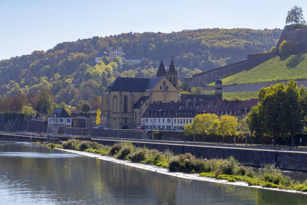 riparian scenery in Wuerzburg, a bavarian city in in Franconia - Фото, зображення