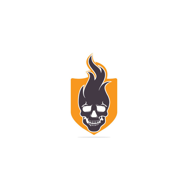 Κρανίο με φλόγες vector σχεδιασμό λογότυπο. Δροσερή σχεδίαση τατουάζ ή λογότυπου. - Διάνυσμα, εικόνα
