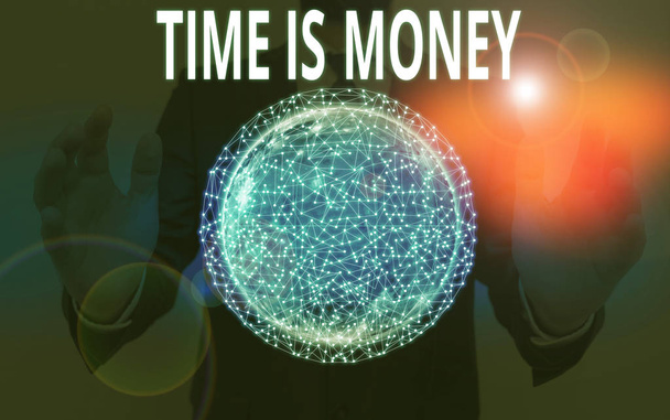 Tekst schrijven Time Is Money. Zakelijke foto showcasing tijd is een waardevolle hulpbron Doe dingen zo snel mogelijk Elementen van dit beeld ingericht door NASA - Foto, afbeelding