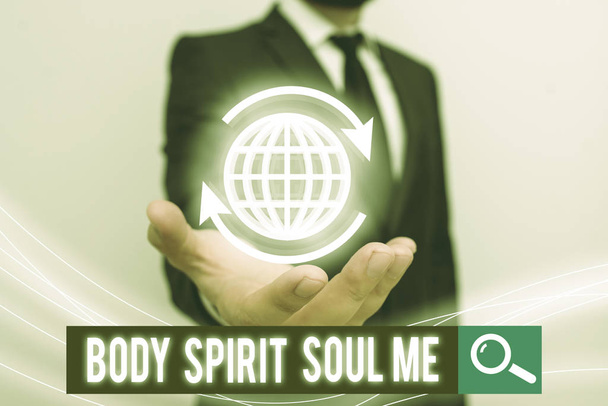 Käsitteellinen käsin kirjoittaminen osoittaa Body Spirit Soul Me. Käsitteen merkitys Personal Balance Therapy Conciousness mielentila
 - Valokuva, kuva