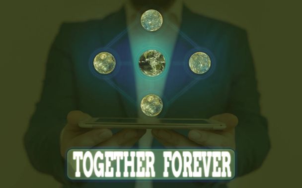 Text sign showing Together Forever. Conceptual photo showing who promise to love one another for eternity Elements of this image furnished by NASA. - Photo, Image