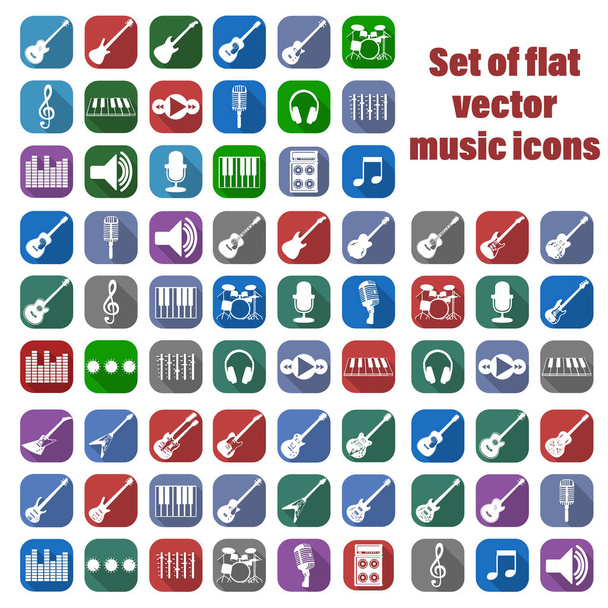 Set of flat vector music icons - Vector, Image