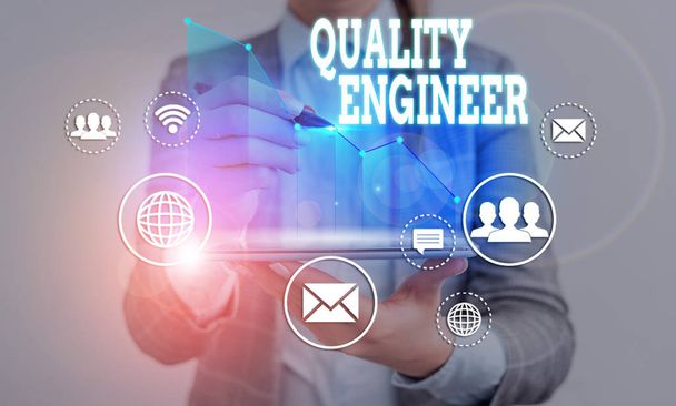 Word writing text Quality Engineer. Business photo showcasing ensure the overall quality of a analysisufactured product - Photo, Image