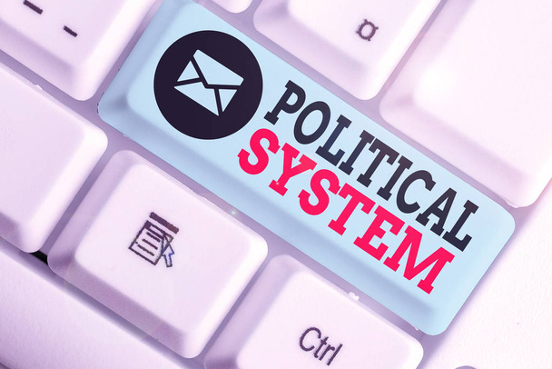 Käsiala teksti Poliittinen järjestelmä. Käsitteellinen kuva prosessi hallituksen virallisten päätösten tekemiseksi
 - Valokuva, kuva