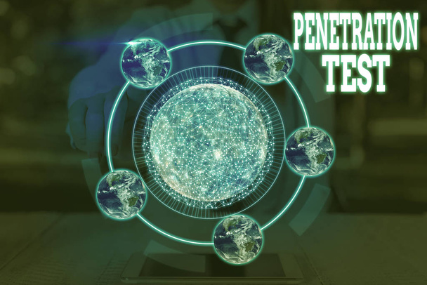 Word writing text Penetration Test. Business photo showcasing authorized simulated cyberattack on a computer system Elements of this image furnished by NASA - Photo, Image