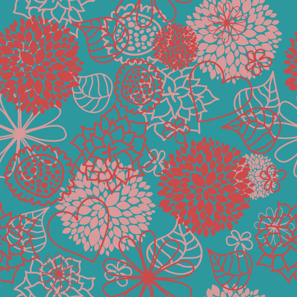 Floral seamless background with hearts - Vector, Image