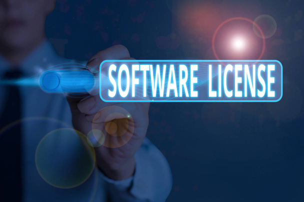 Writing note showing Software License. Business concept for legal instrument governing the redistribution of software - Photo, Image