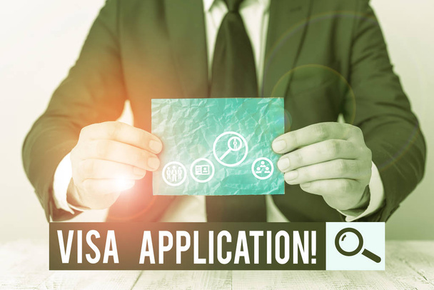 Σήμα κειμένου που εμφανίζει την εφαρμογή Visa. Έντυπο επαγγελματικού φωτογραφικού κειμένου για να ζητήσετε άδεια ταξιδιού ή να ζήσετε σε άλλη χώρα - Φωτογραφία, εικόνα