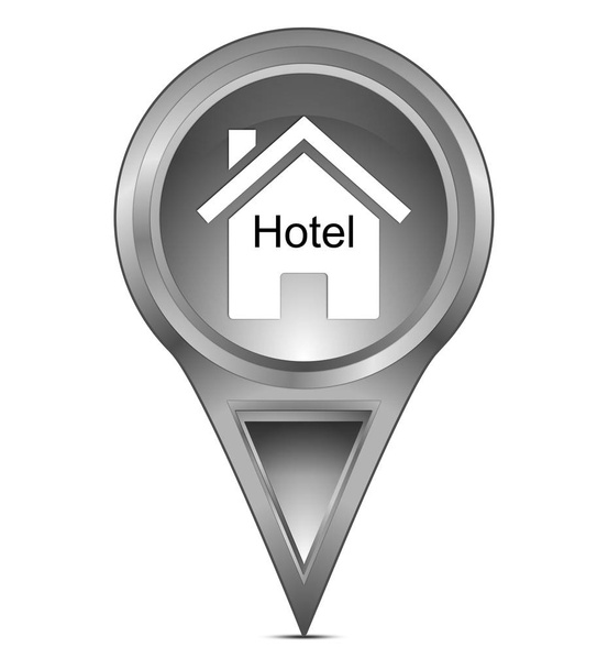 ezüst térkép mutató Hotel Symbol illusztráció - Fotó, kép