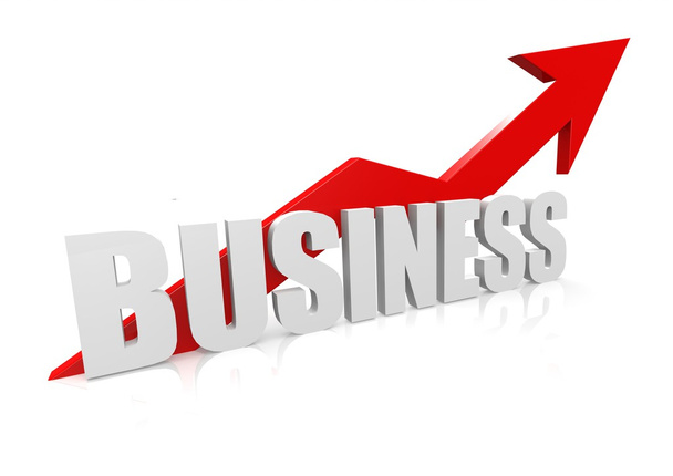 Business with upward red arrow - Foto, afbeelding