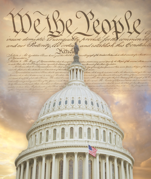 Dôme du Capitole américain avec la Constitution
 - Photo, image