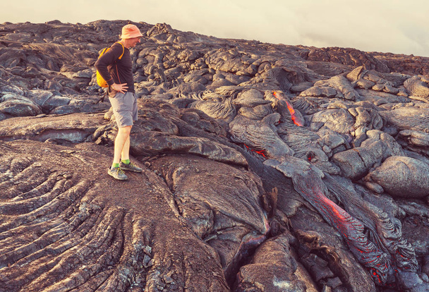 Lava ροή στο μεγάλο νησί, Χαβάη - Φωτογραφία, εικόνα