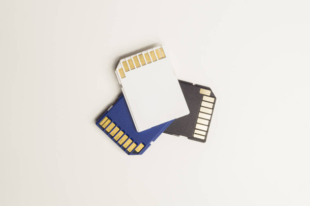 Memory cards isolated on white background. Sd card and copy space - Фото, зображення