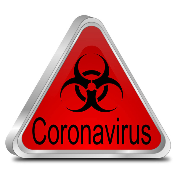 コロナウイルス警告サイン- 3Dイラスト - 写真・画像