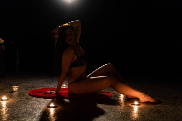 Beautiful sexy woman in lingerie posing in studio  - Valokuva, kuva