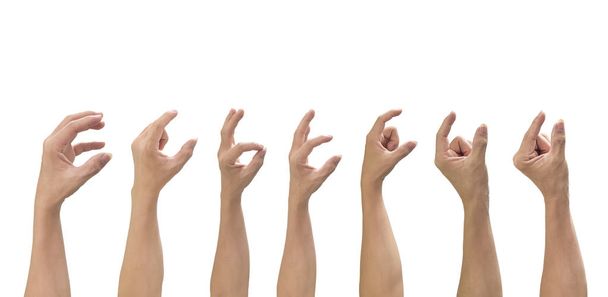 Set of male hand gestures pick isolated on a white background. - Photo, Image