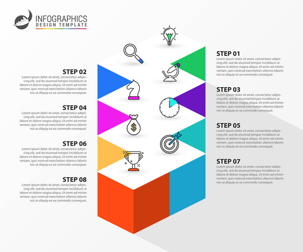 Infographic design template. Creative concept with 8 steps - Vettoriali, immagini