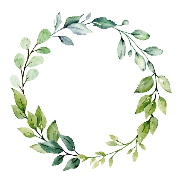 Wreath with watercolor flowers, floral set for greeting card, invitation and other printing design. Isolated on white. Hand drawing. - Φωτογραφία, εικόνα