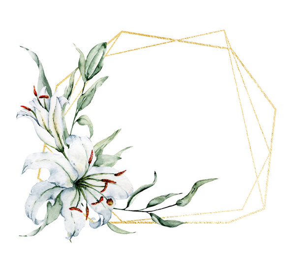 mooie bloeiende lelies, aquarel kunst schilderen - Foto, afbeelding