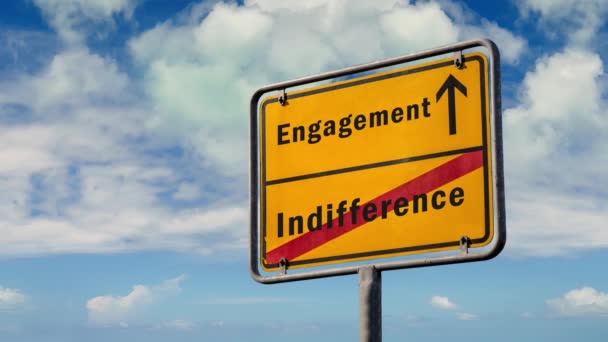 Street Sign the Way to Engagement versus Onverschilligheid - Video