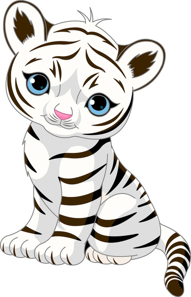 Cute white tiger cub - Διάνυσμα, εικόνα